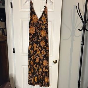 New Patrons of Peace Brown and Yellow Floral Maxi Dress